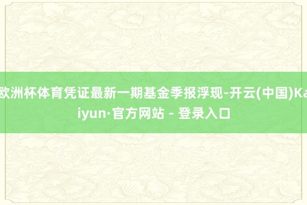 欧洲杯体育凭证最新一期基金季报浮现-开云(中国)Kaiyun·官方网站 - 登录入口